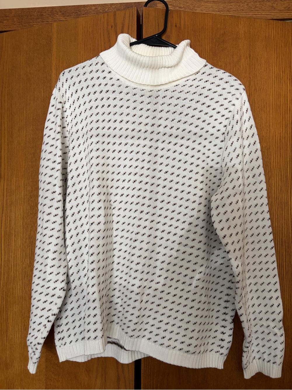 Scott Cream Turtleneck Sweater with Black Dot Pattern
